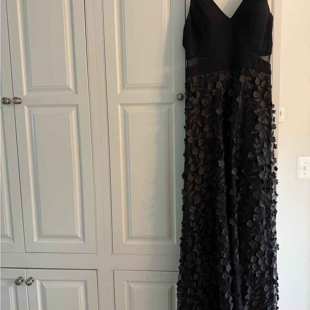 Aqua Black Floral Maxi Dress